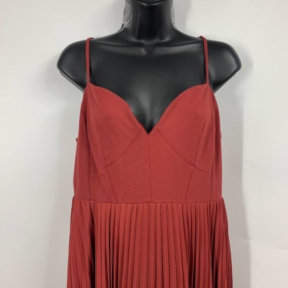 By Anthropologie Women's Sweetheart Bodice Pleated Midi Dress Size L - Picture 4 of 16